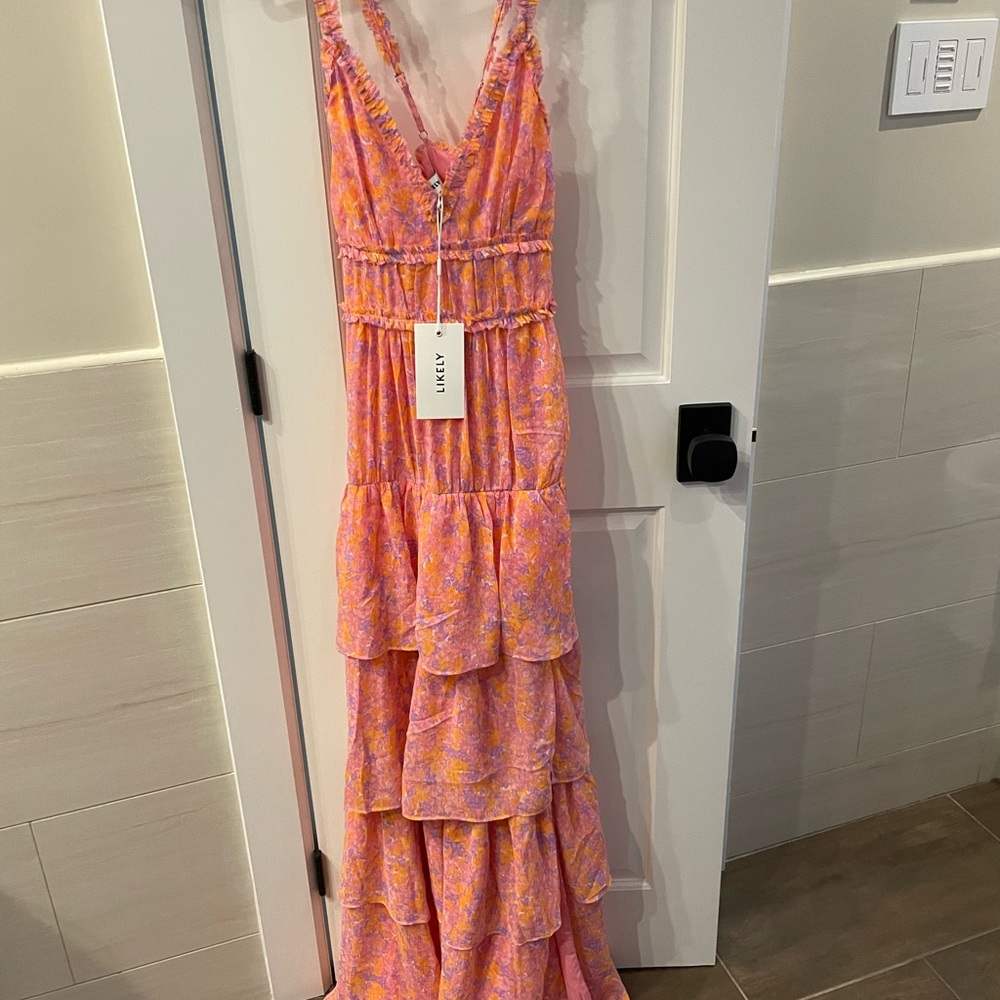 Brand new Likely Athena Maxi Dress Pink multi.